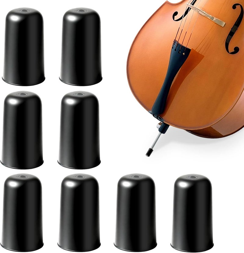 Asofelk 8PCS Black Cello Rock Stop, Rubber Cello's Endpin Stopper Anti-Slip & Rock-Stop-Cello Tips Fits Most Cellos, Cello's Rockstop - Image 1